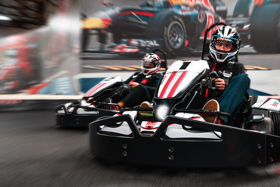 two karts in corner