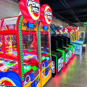 rows of arcade games at the arcade in Phoenix